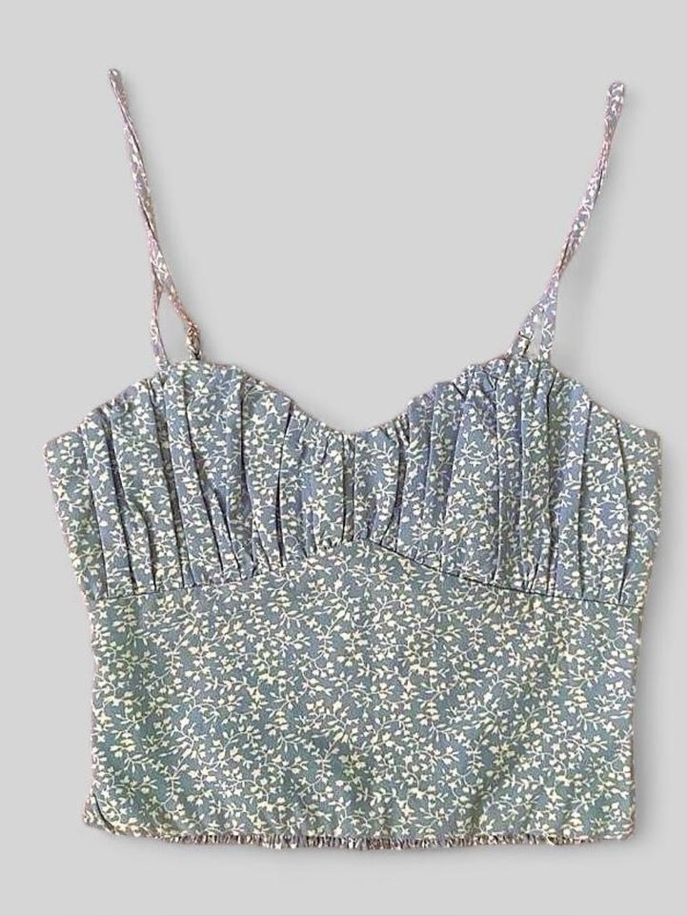 Princess Polly Blue Floral Smocked Corset Crop Tank Top